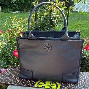 Tory Burch Ella Leather and Canvas Tote